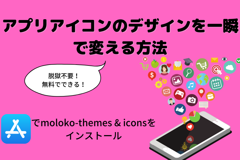 Iphone アプリアイコンのデザインを一瞬で変えるアプリと方法 脱獄不要 無料でできます Moloko Themes Icons roncompany